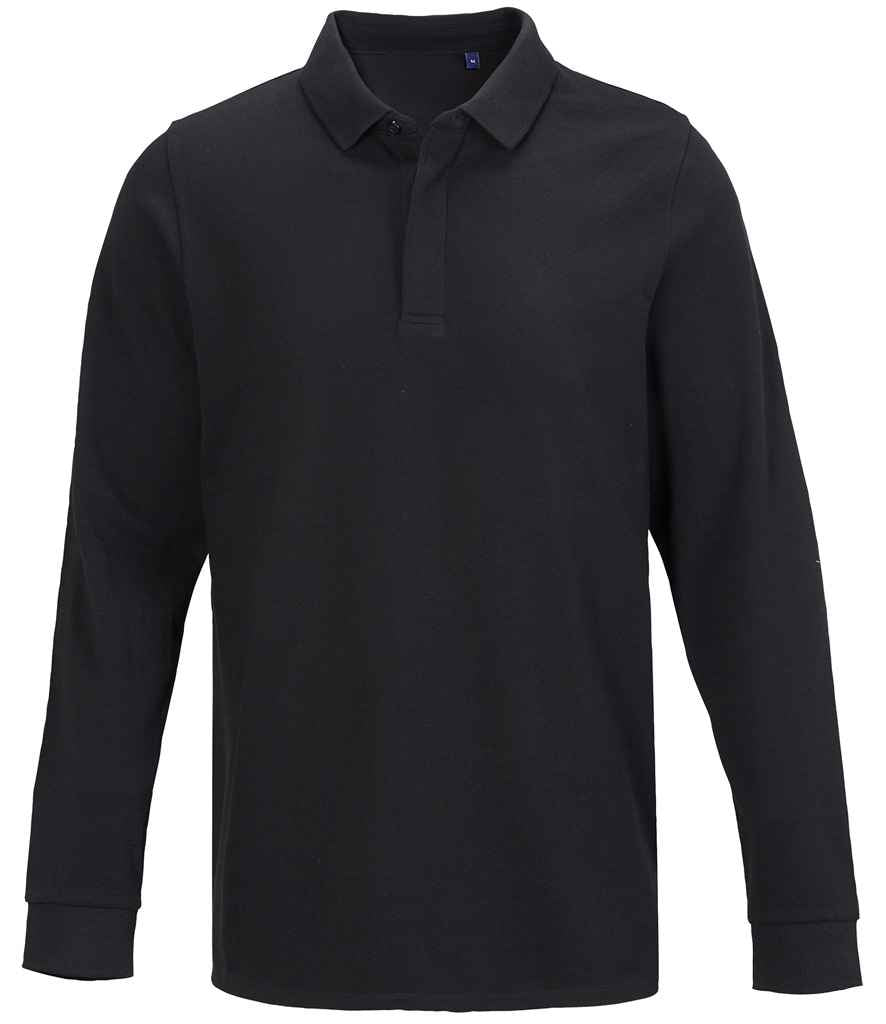 NEOBLU Owen Long Sleeve Piqué Polo Shirt | Deep Black