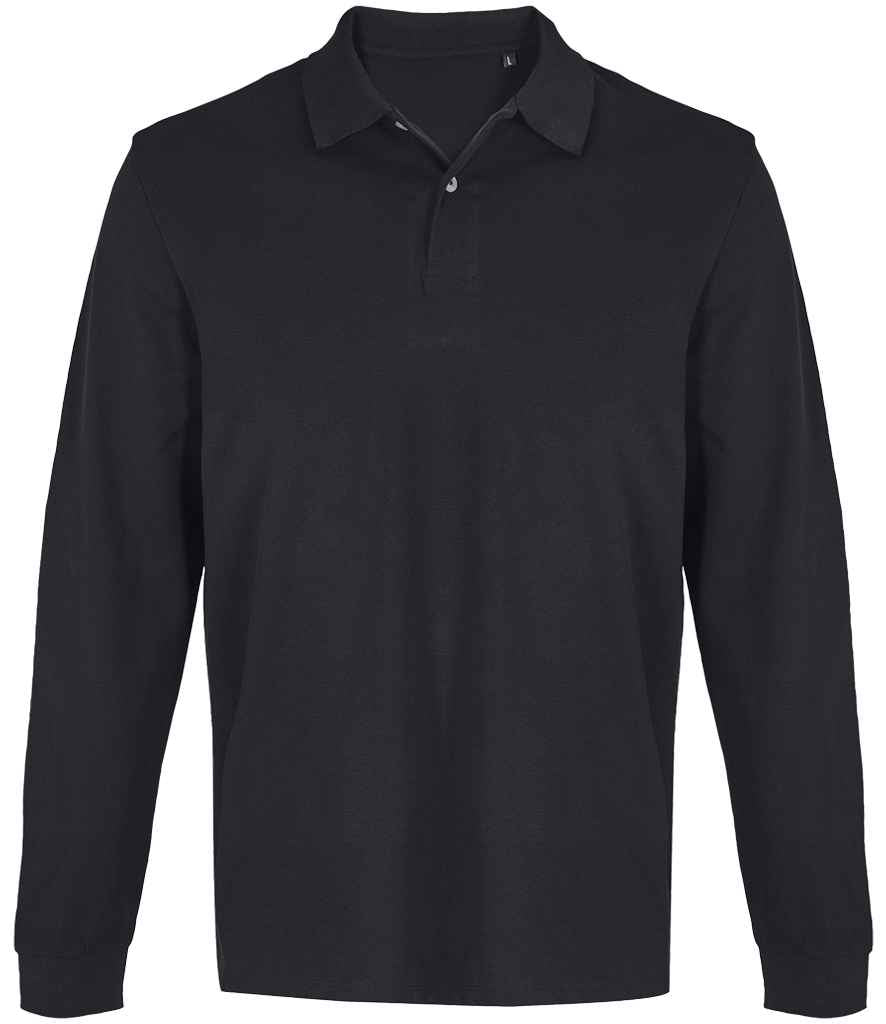 SOL'S Unisex Pacific Long Sleeve Piqué Polo Shirt | Black