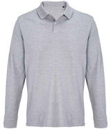 SOL'S Unisex Pacific Long Sleeve Piqué Polo Shirt | Grey Marl thumbnail 1