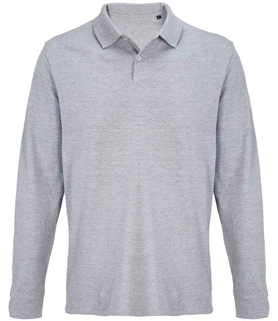 SOL'S Unisex Pacific Long Sleeve Piqué Polo Shirt | Grey Marl
