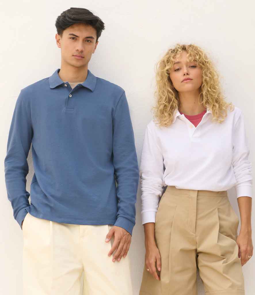 SOL'S Unisex Pacific Long Sleeve Piqué Polo Shirt | White