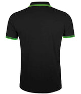 SOL'S Pasadena Tipped Cotton Piqué Polo Shirt | Black/Lime Green thumbnail 2