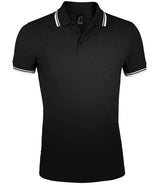 SOL'S Pasadena Tipped Cotton Piqué Polo Shirt | Black/White thumbnail 1