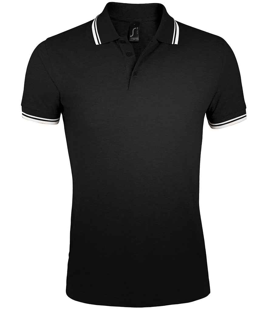 SOL'S Pasadena Tipped Cotton Piqué Polo Shirt | Black/White