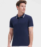 SOL'S Pasadena Tipped Cotton Piqué Polo Shirt | French Navy/White thumbnail 1