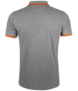SOL'S Pasadena Tipped Cotton Piqué Polo Shirt | Grey Marl/Orange thumbnail 2