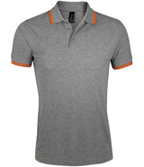 SOL'S Pasadena Tipped Cotton Piqué Polo Shirt | Grey Marl/Orange thumbnail 1