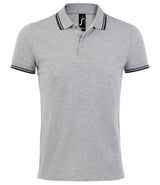 SOL'S Pasadena Tipped Cotton Piqué Polo Shirt | Heather Grey/Navy thumbnail 1