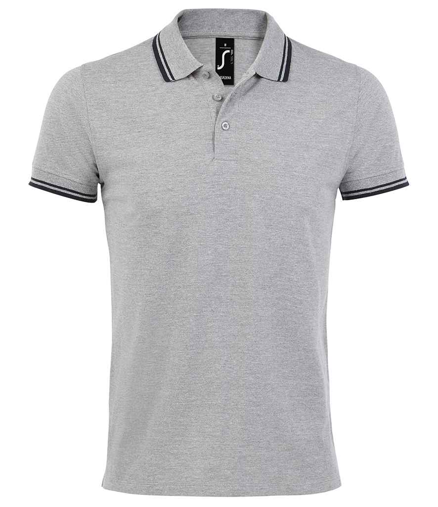SOL'S Pasadena Tipped Cotton Piqué Polo Shirt | Heather Grey/Navy