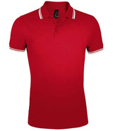 SOL'S Pasadena Tipped Cotton Piqué Polo Shirt | Red/White thumbnail 1
