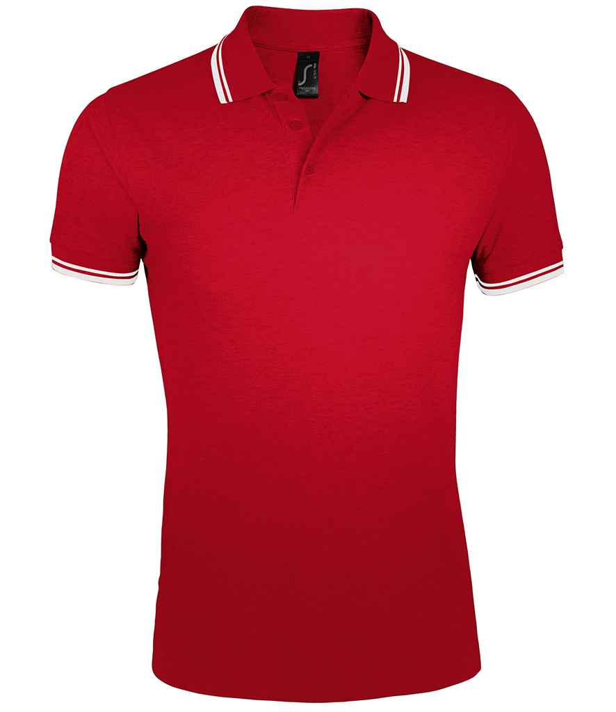 SOL'S Pasadena Tipped Cotton Piqué Polo Shirt | Red/White