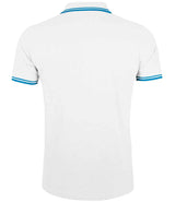 SOL'S Pasadena Tipped Cotton Piqué Polo Shirt | White/Aqua thumbnail 2