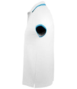 SOL'S Pasadena Tipped Cotton Piqué Polo Shirt | White/Aqua thumbnail 3