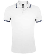 SOL'S Pasadena Tipped Cotton Piqué Polo Shirt | White/Navy thumbnail 1