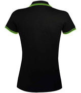 SOL'S Ladies Pasadena Tipped Cotton Piqué Polo Shirt | Black/Lime Green thumbnail 2