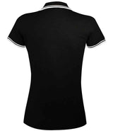 SOL'S Ladies Pasadena Tipped Cotton Piqué Polo Shirt | Black/White thumbnail 2