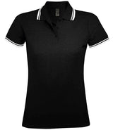 SOL'S Ladies Pasadena Tipped Cotton Piqué Polo Shirt | Black/White thumbnail 1