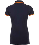 SOL'S Ladies Pasadena Tipped Cotton Piqué Polo Shirt | French Navy/Neon Orange thumbnail 2