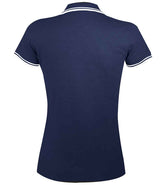 SOL'S Ladies Pasadena Tipped Cotton Piqué Polo Shirt | French Navy/White thumbnail 4