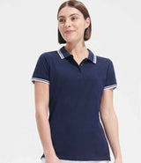SOL'S Ladies Pasadena Tipped Cotton Piqué Polo Shirt | French Navy/White thumbnail 1