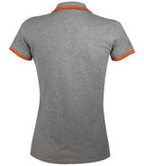 SOL'S Ladies Pasadena Tipped Cotton Piqué Polo Shirt | Grey Marl/Orange thumbnail 2