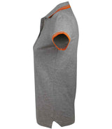 SOL'S Ladies Pasadena Tipped Cotton Piqué Polo Shirt | Grey Marl/Orange thumbnail 3