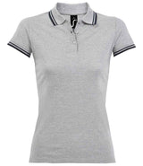 SOL'S Ladies Pasadena Tipped Cotton Piqué Polo Shirt | Heather Grey/Navy thumbnail 1