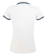 SOL'S Ladies Pasadena Tipped Cotton Piqué Polo Shirt | White/Navy thumbnail 2