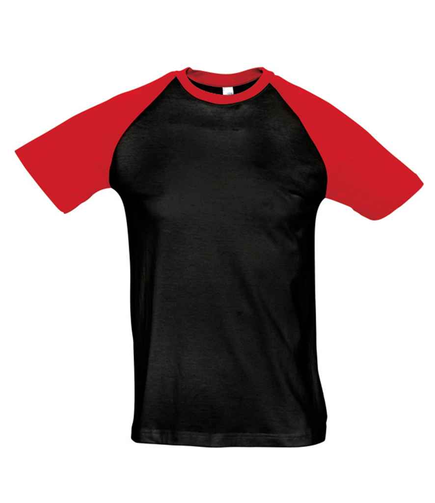 SOL'S Funky Contrast Baseball T-Shirt | Black/Red