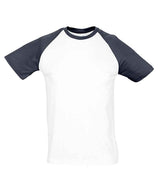 SOL'S Funky Contrast Baseball T-Shirt | White/Navy thumbnail 2