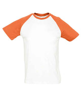 SOL'S Funky Contrast Baseball T-Shirt | White/Orange thumbnail 1