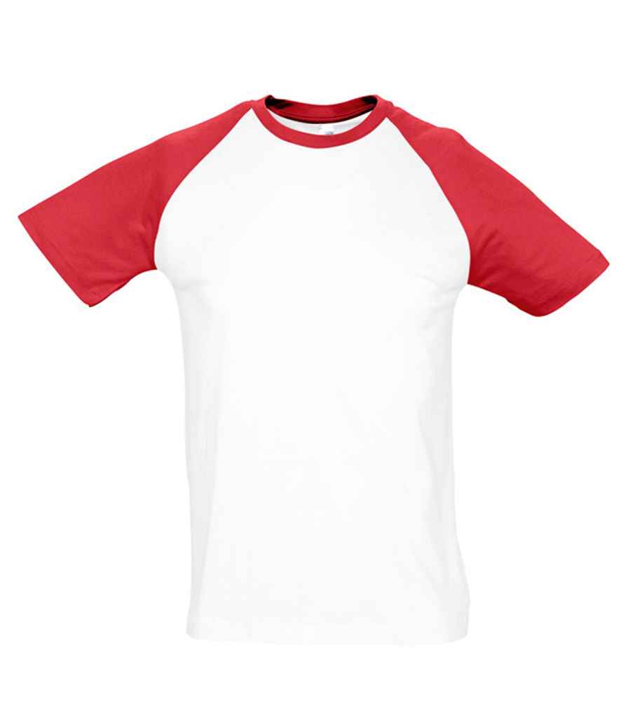 SOL'S Funky Contrast Baseball T-Shirt | White/Red