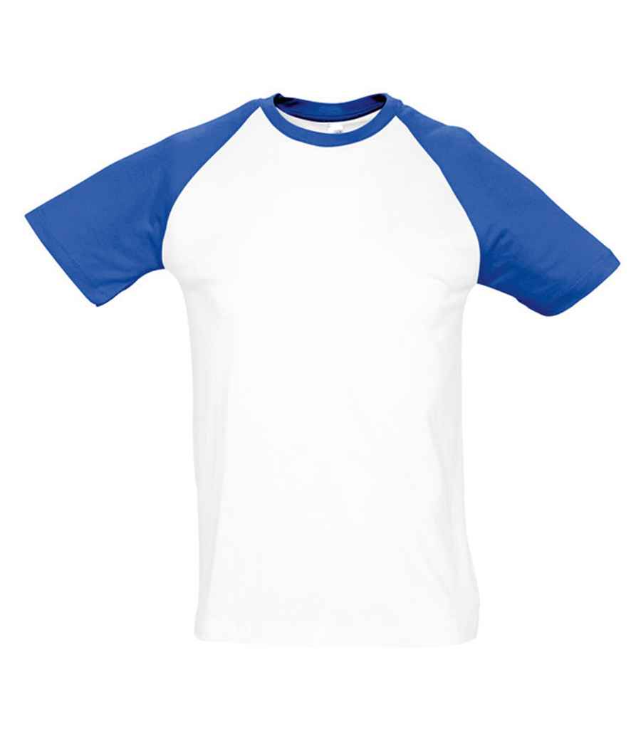 SOL'S Funky Contrast Baseball T-Shirt | White/Royal Blue