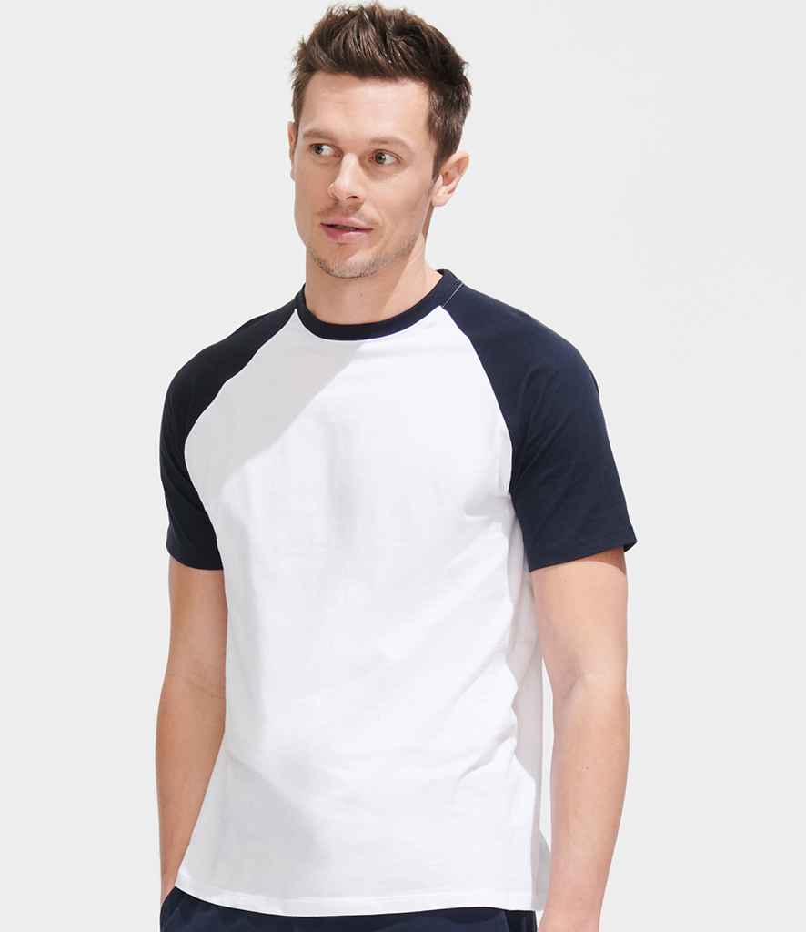 SOL'S Funky Contrast Baseball T-Shirt | White/Navy