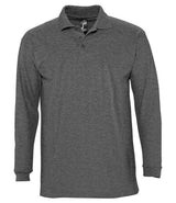 SOL'S Winter II Long Sleeve Cotton Piqué Polo Shirt | Charcoal Marl thumbnail 1