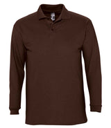SOL'S Winter II Long Sleeve Cotton Piqué Polo Shirt | Chocolate thumbnail 1