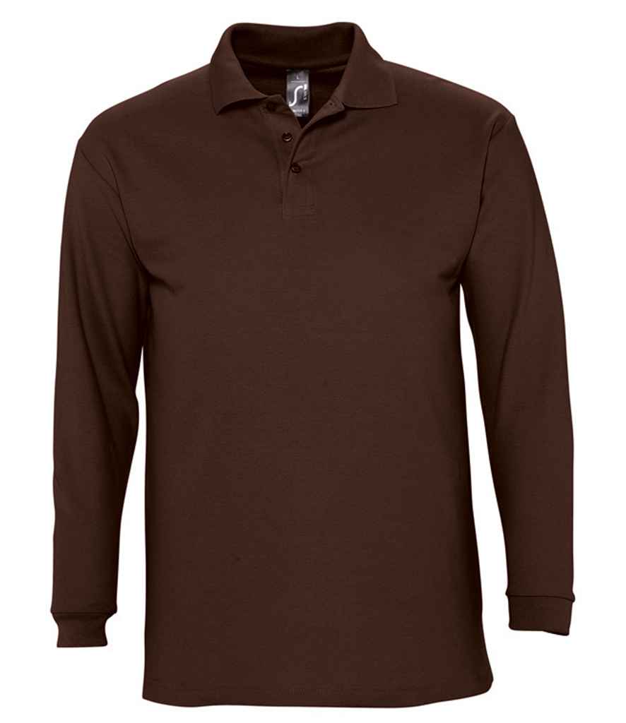 SOL'S Winter II Long Sleeve Cotton Piqué Polo Shirt | Chocolate