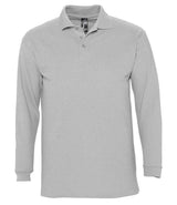SOL'S Winter II Long Sleeve Cotton Piqué Polo Shirt | Grey Marl thumbnail 1