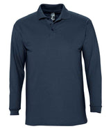 SOL'S Winter II Long Sleeve Cotton Piqué Polo Shirt | Navy thumbnail 1