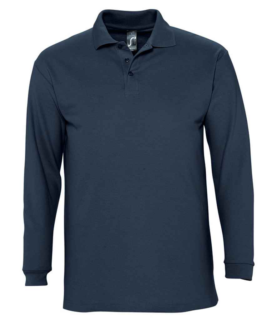 SOL'S Winter II Long Sleeve Cotton Piqué Polo Shirt | Navy