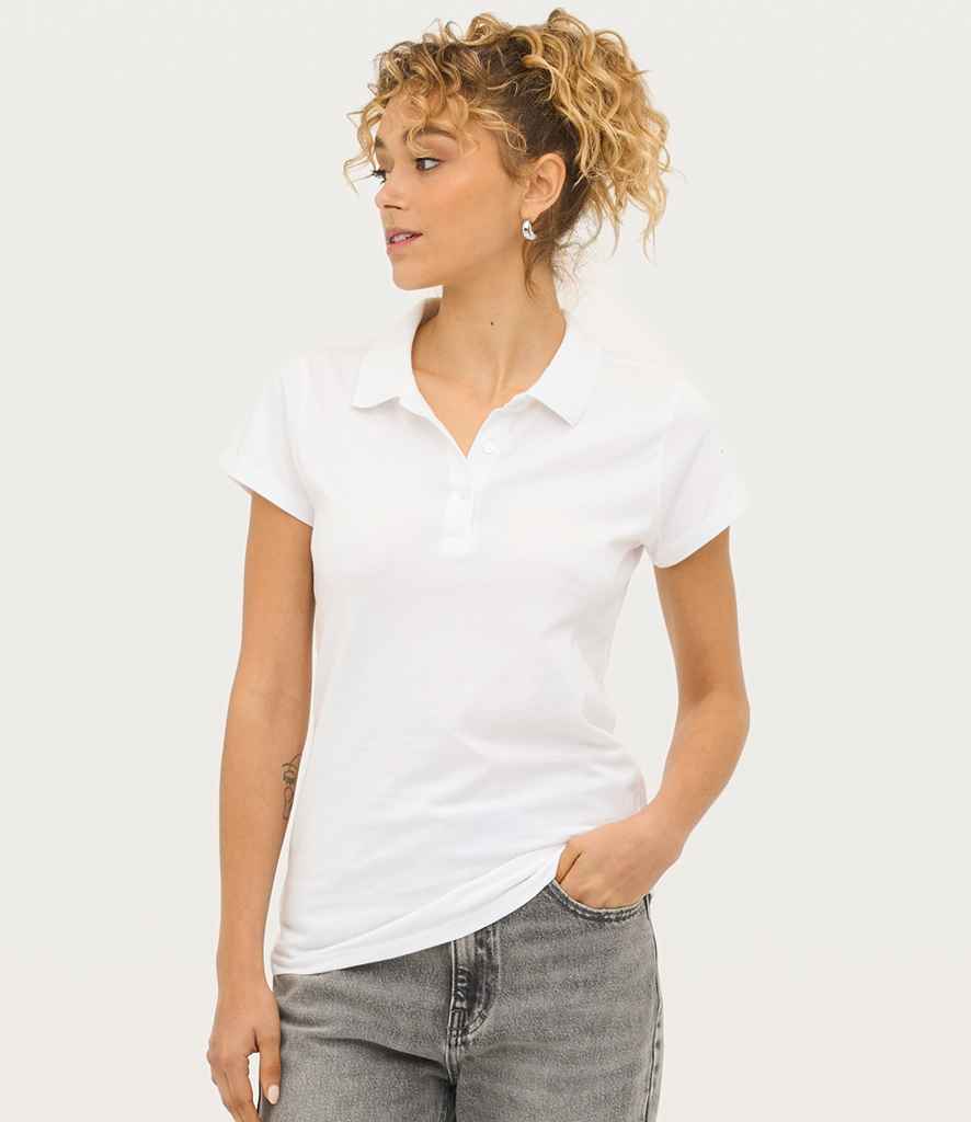 SOL'S Ladies Prescott Cotton Jersey Polo Shirt | White