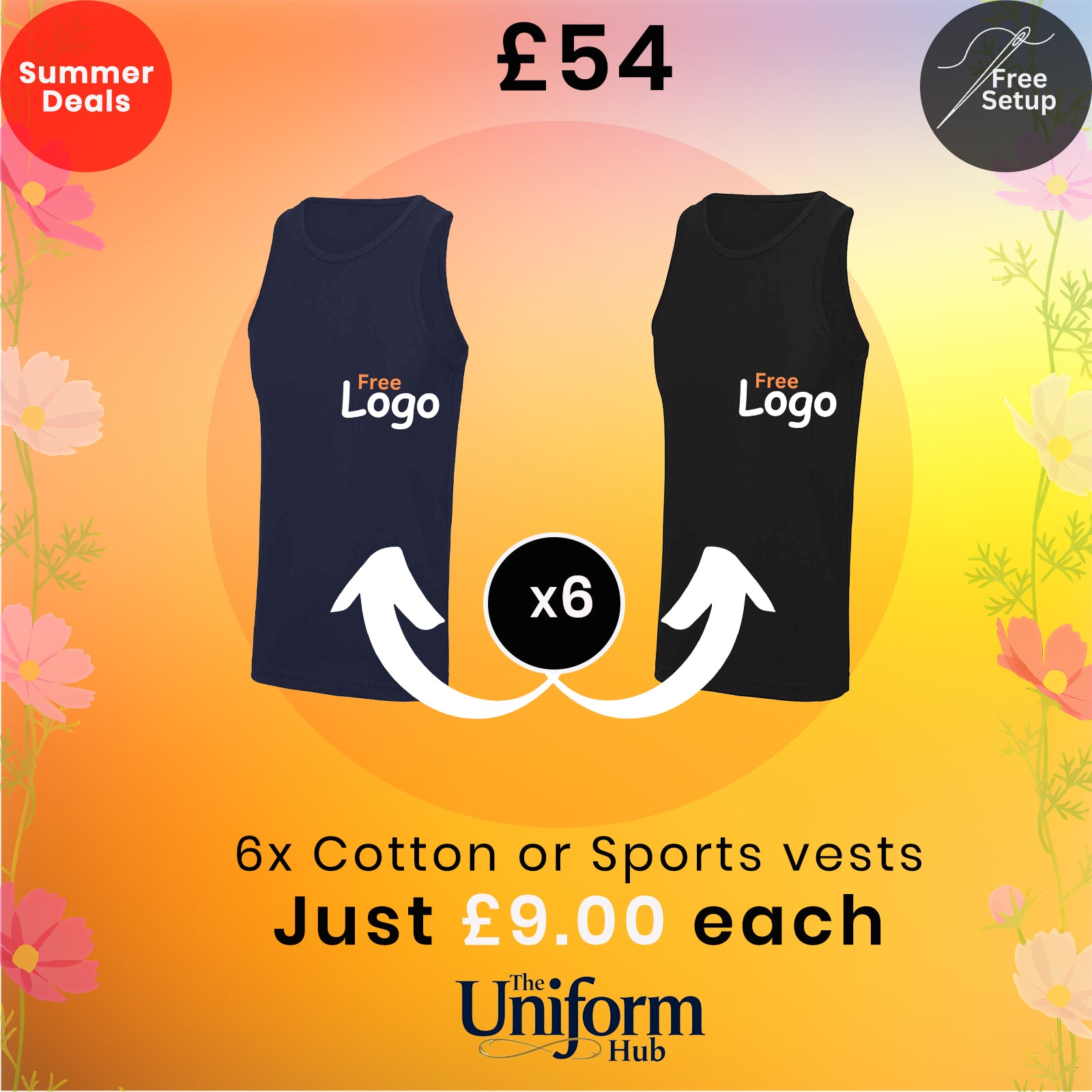 Summer Deals - Cotton & Sports Vests x6