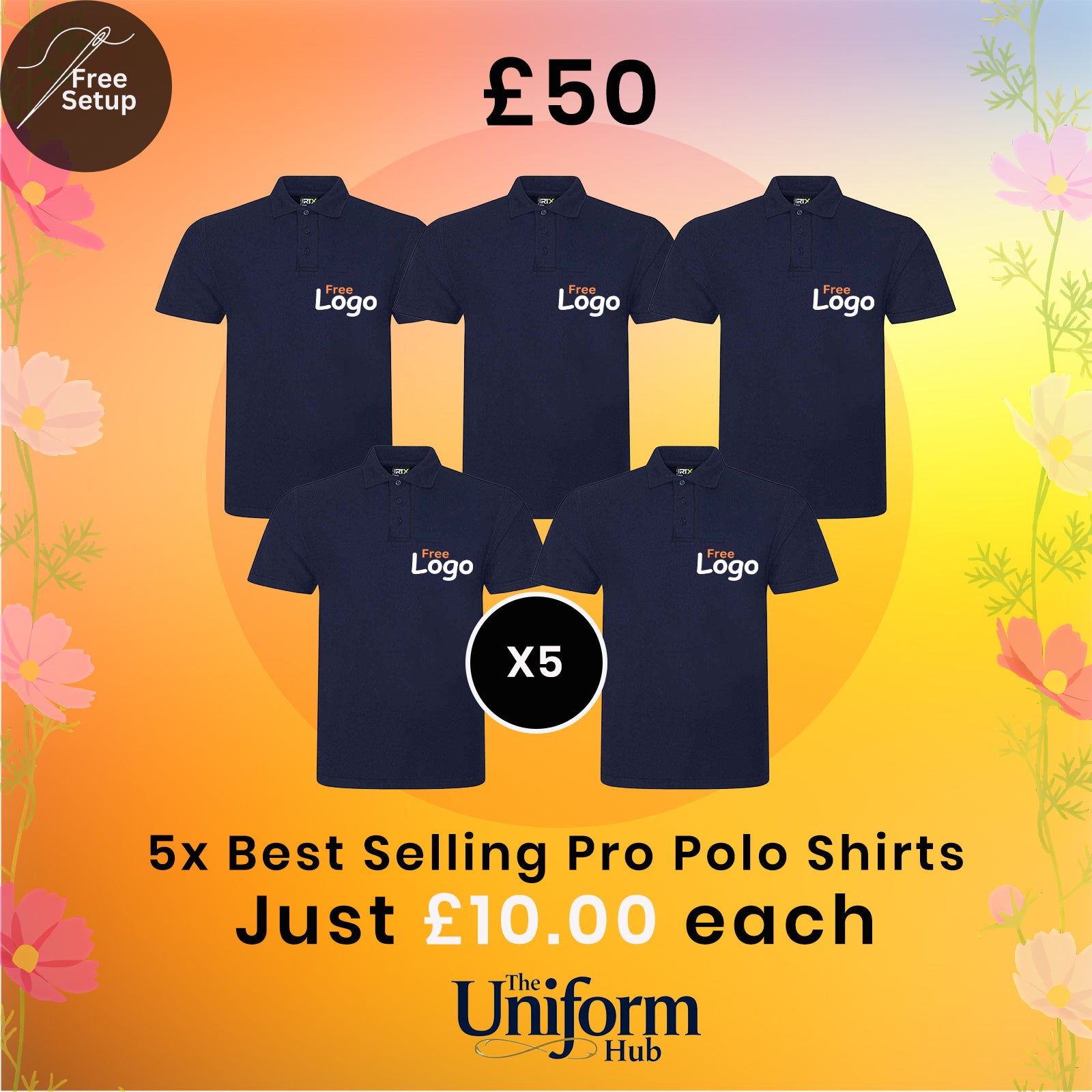 Spring Deals - Bestselling Pro Polo Shirts x5