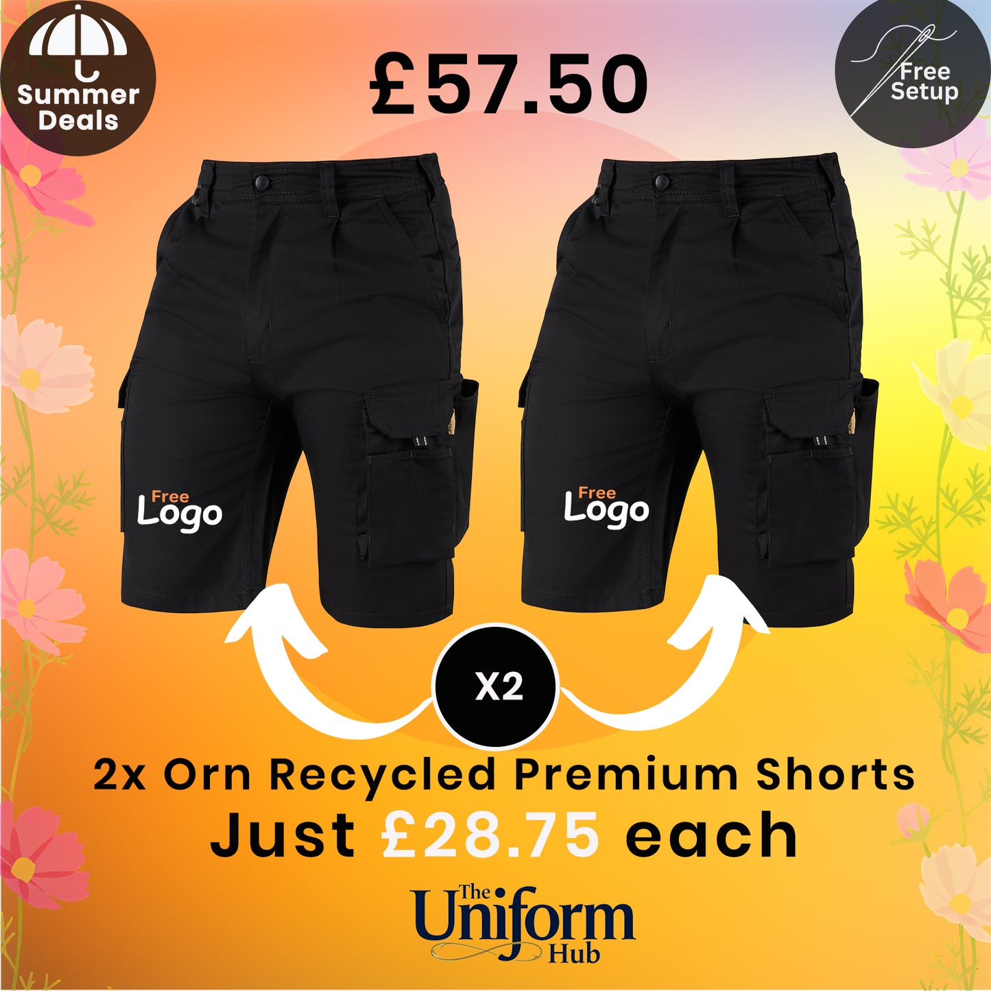 Summer Deals - ORN Earthpro Sustainable Shorts x2
