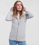 Russell Athletic Ladies Authentic Zip Hooded Sweatshirt | Light Oxford thumbnail 1