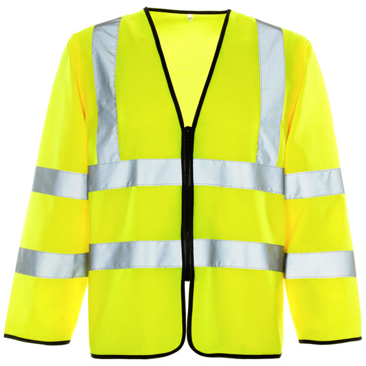 Supertouch Hi Vis Yellow Long Sleeved Zip Vest