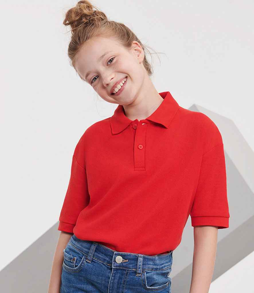 Russell Athletic Kids Poly/Cotton Piqué Polo Shirt | Bright Red