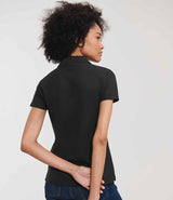 Russell Athletic Ladies Classic Poly/Cotton Piqué Polo Shirt | Black thumbnail 2