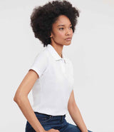 Russell Athletic Ladies Classic Poly/Cotton Piqué Polo Shirt | White thumbnail 3