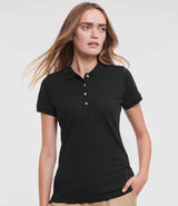 Russell Athletic Ladies Stretch Piqué Polo Shirt | Black thumbnail 1
